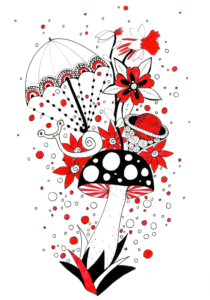 Flower Explosion Ink Pen Doodles - Mushroom